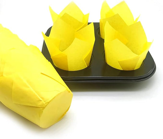 Yellow Tulip Muffin Liners 200Pcs Pack 16x16cm