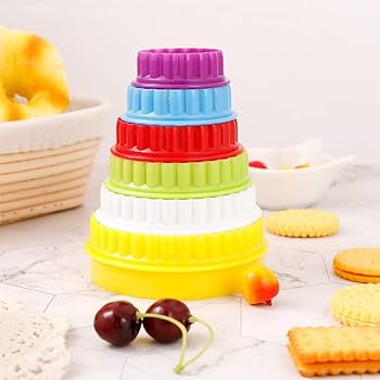 Round Pastry Cutter Plastic Multi Color 5pcs set
