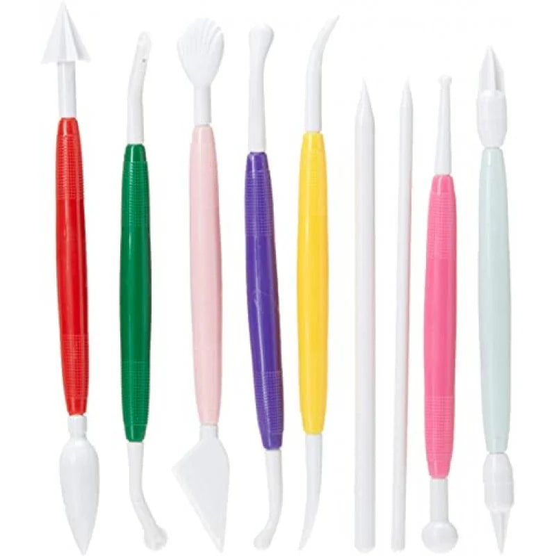 New Fondant Tools Set with Wheel Tool Multicolor 9pcs