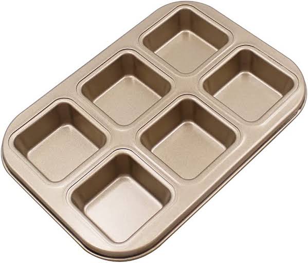 Non Stick 6 Cavity Square Brownies & Cupcakes Baking Tray