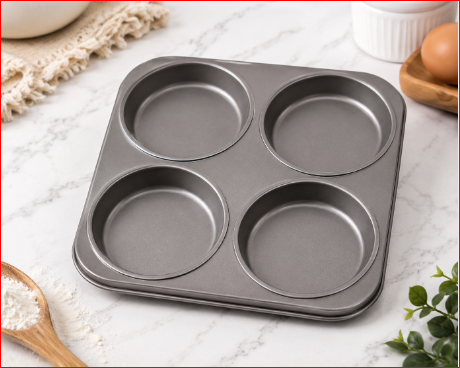 4 Cavity Buns Baking Tray 4.5 inches Dia