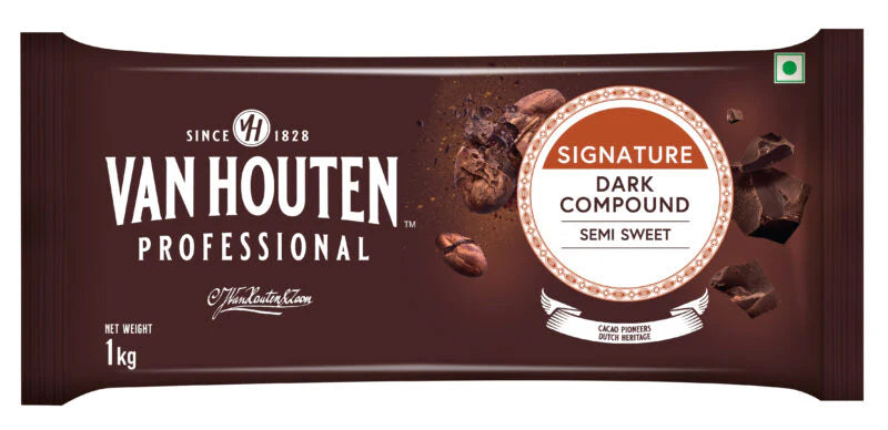 VanHouten Dark Compound Semi Sweet Chocolate 1kg Slab