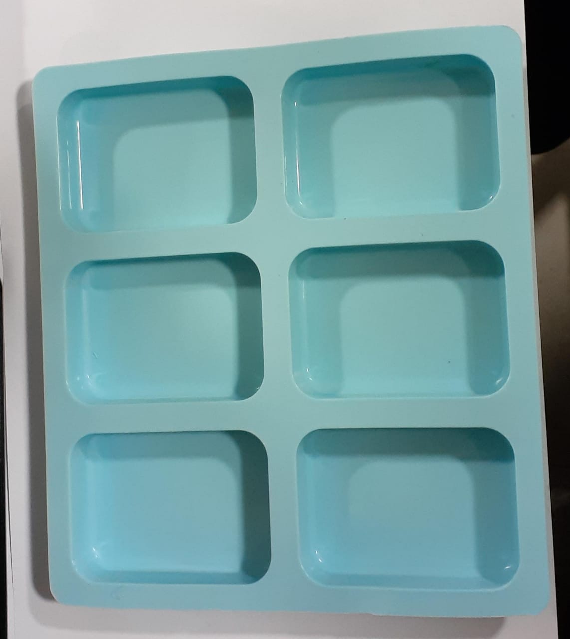 6 Cavity Curve Large Rectangle Silicone Soap Mold Tray