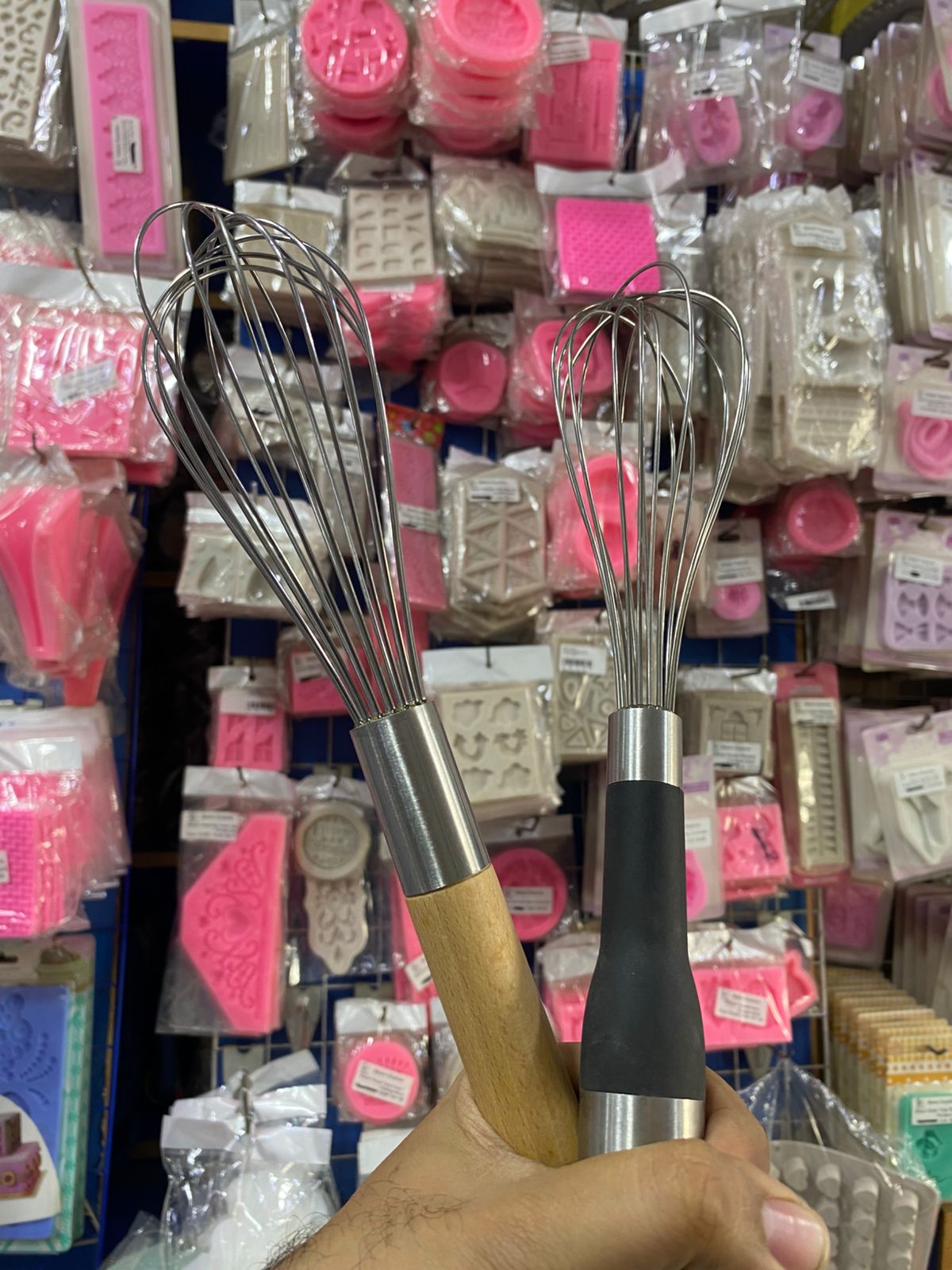 Silicon Whisk Medium Metal & Wood Handle