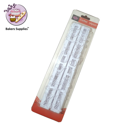 4 Pc Alphabet & Number Tappet Plastic Fondant Cutter