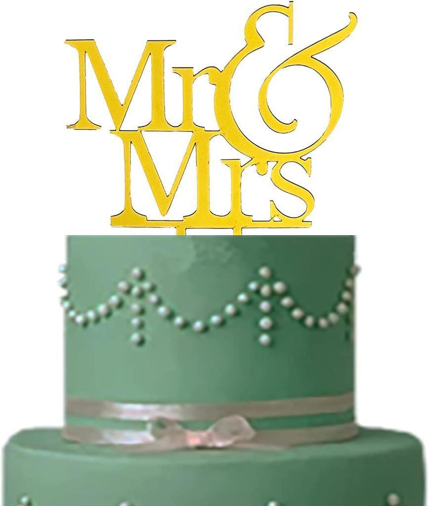 Acrylic Golden Mr and Mrs Cake Topper