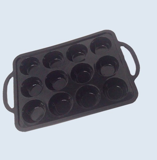 12 Cavity Muffin Pan Black Silicon Tray