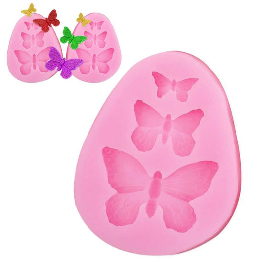 Silicon Three Butterflies Fondant Mold