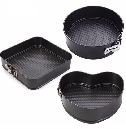 3piece Square, heart , Round Shape Cake pan set