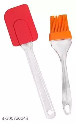 Silicon Spatula Brush Set Plastic Handle