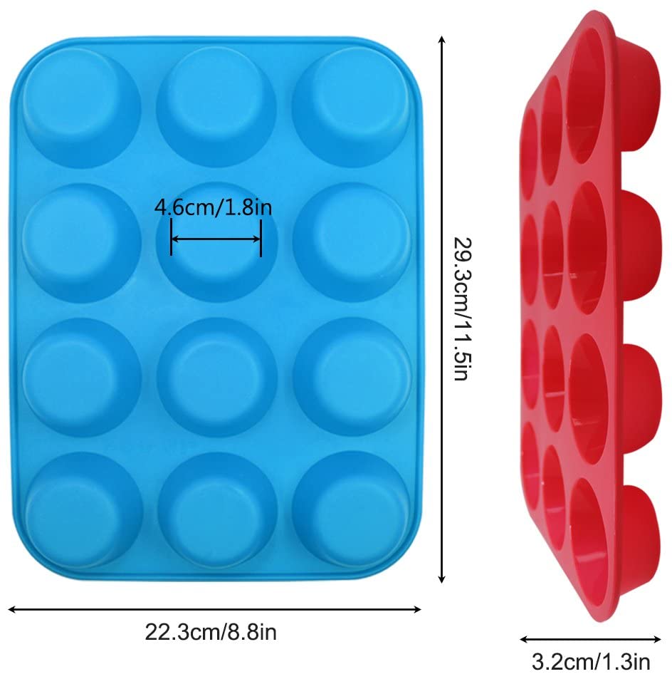 12 Cavity Silicon Cupcake Tray 2.2″ Bottom