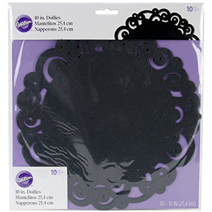 WILTON DOILY SWIRL BLACK 10IN 10CT