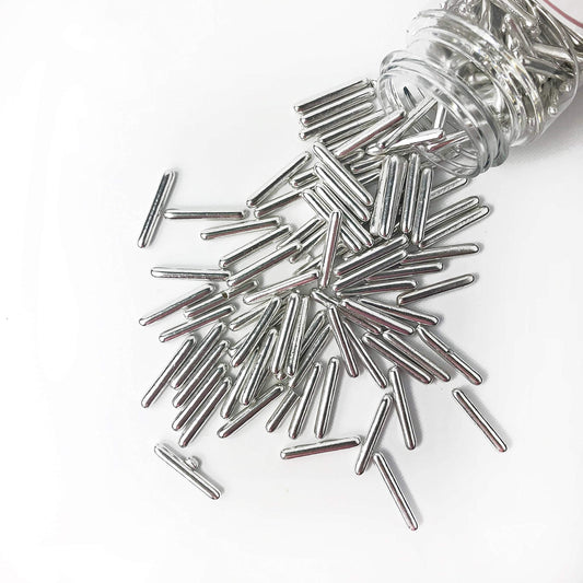 Metallic Silver Rods Sprinkle Confetti