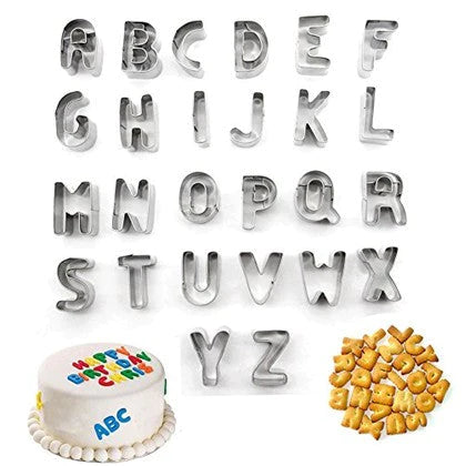 Alphabet Letter Cookie Cutters Shapes Large 3 inch - 26 Pcs Stainless Steel Cookie Cutter Set Fondant Biscuit Fruit Dough Mold Tools for Birthday, Chr