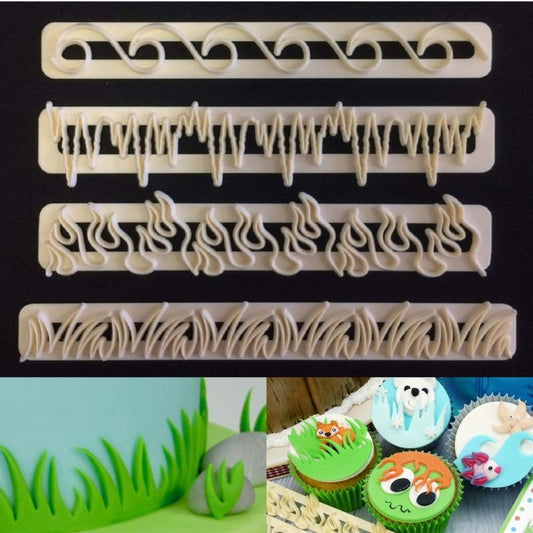 Grass Waves Fire Snow Fondant Cutter Set