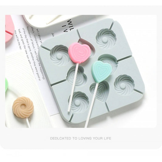 SILICON 3D HEART ROUND LOLLIPOP CANDY MOLD