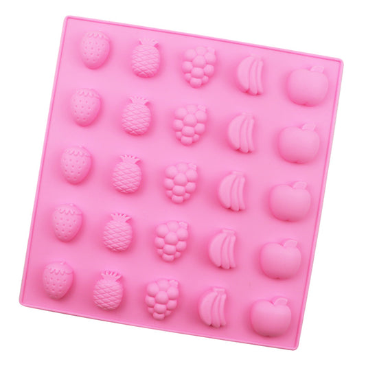 SILICONE 25 CAVITY FRUIT SHAPE GUMMY CANDY MOLD SIZE 1.2 X 1.2 INCH