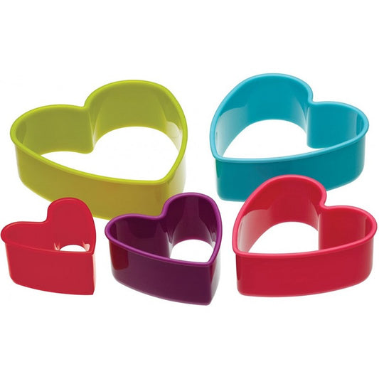 Heart Pastry Cutter Plastic Multi Color 5pcs set