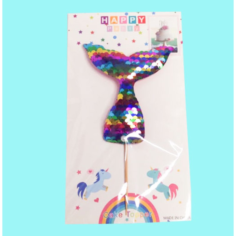 Glitter Sequins Mermaid Tail Cake Topper