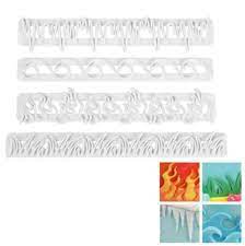 Grass Waves Fire Snow Fondant Cutter Set