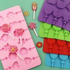 12 CAVITY DOUBLE HEART, STAR, FLOWER, ROUND LOLLIPOP MOLD