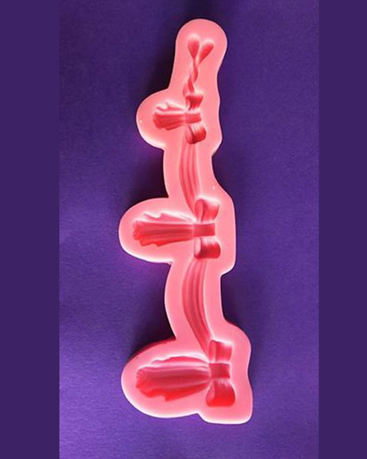 Silicon 3 Cavity Bow Banner Fondant Mold