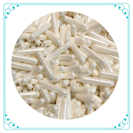 Metallic White Rods Sprinkle Confetti