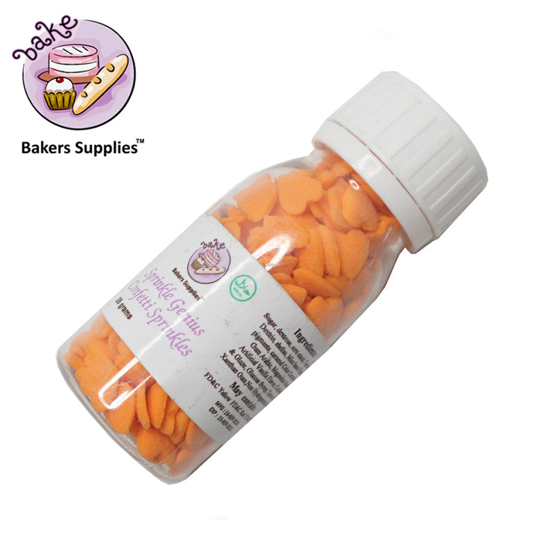 7mm Orange Hearts Sprinkle Confetti