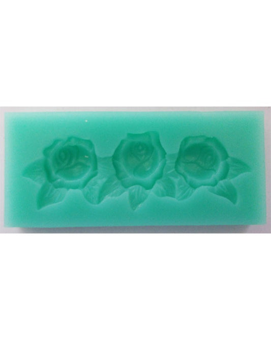 Silicon Green 3 Cavity Rose Leaf Fondant Mold