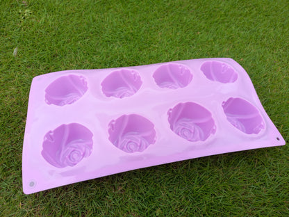 8 cavity Rose Flower Silicon Soap Mold tray 5cm