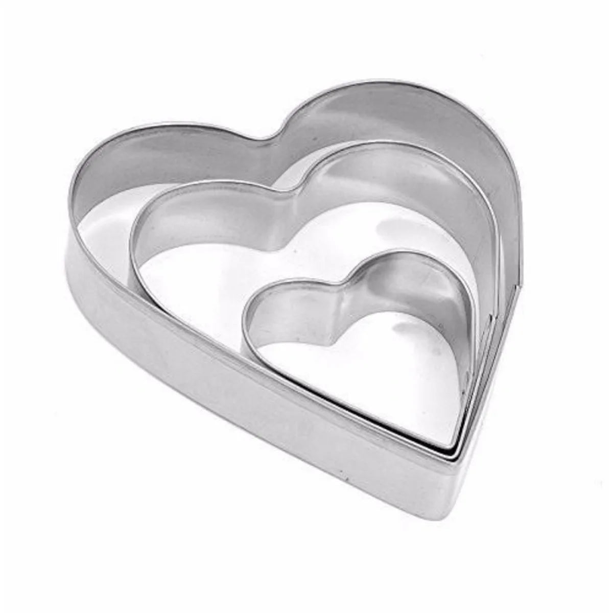 Heart Stainless Steel Cookie Cutter 3 Pcs Set Size 2.5 " × 3.2 " × 4 "