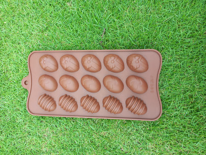 15 Cavity Easter Eggs Silicon Chocolate Mold 1"
