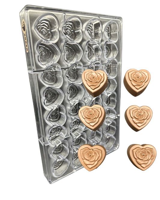Rose Hearts Acrylic Chocolate Mold