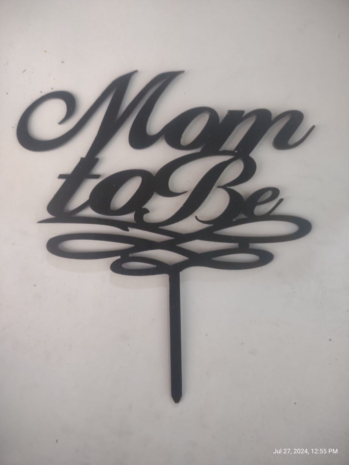 Acrylic Black mom to be cake topper