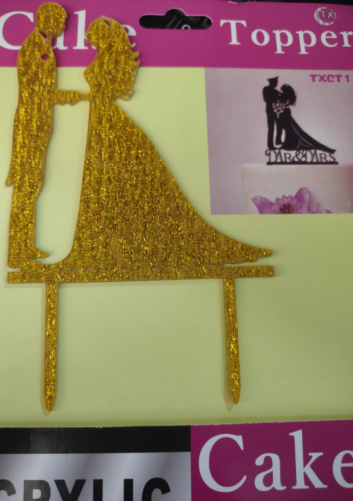 Acrylic Golden Couple Cake topper