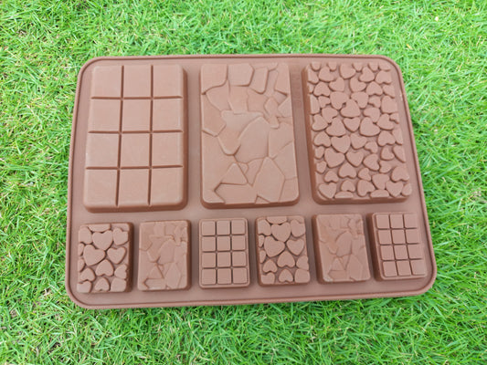 Multi Shapes Bars Silicon Chocolate Mold size 7" x 5"