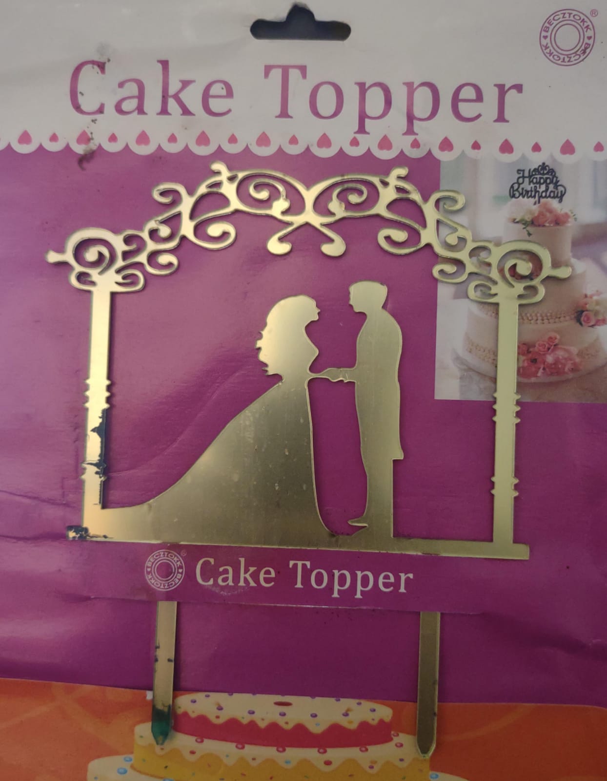 Acrylic Golden Frame Couple Cake topper