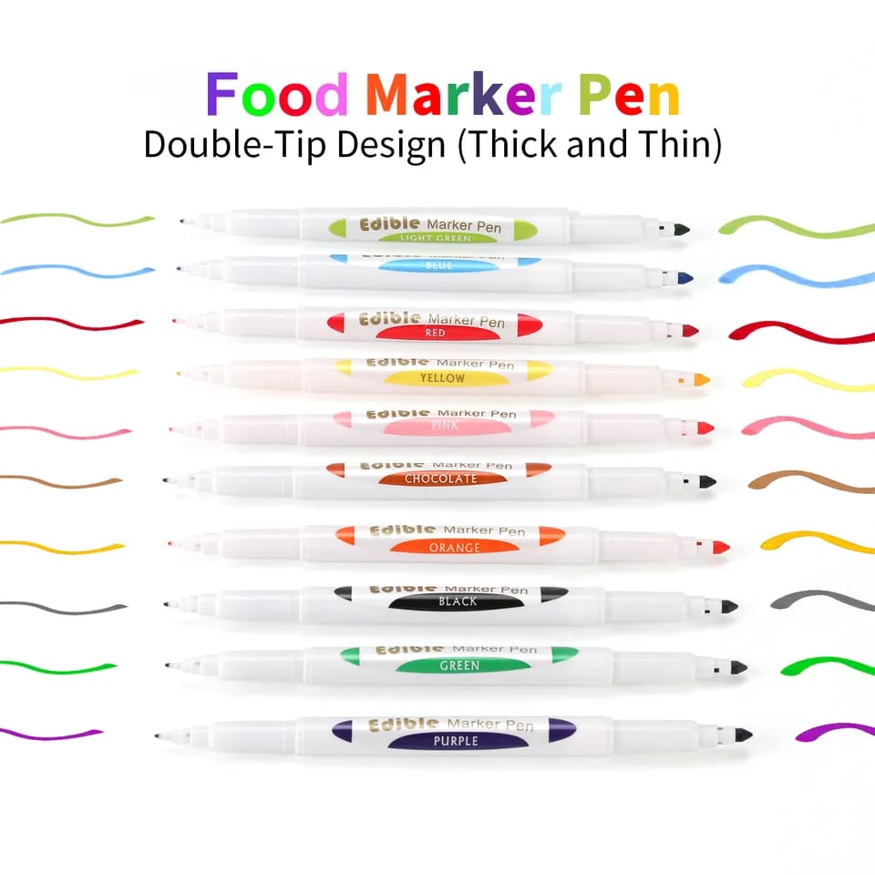 Double Side Edible Colorful Markers 10pcs Pack