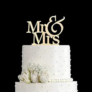 Acrylic Golden Mr and Mrs Cake Topper