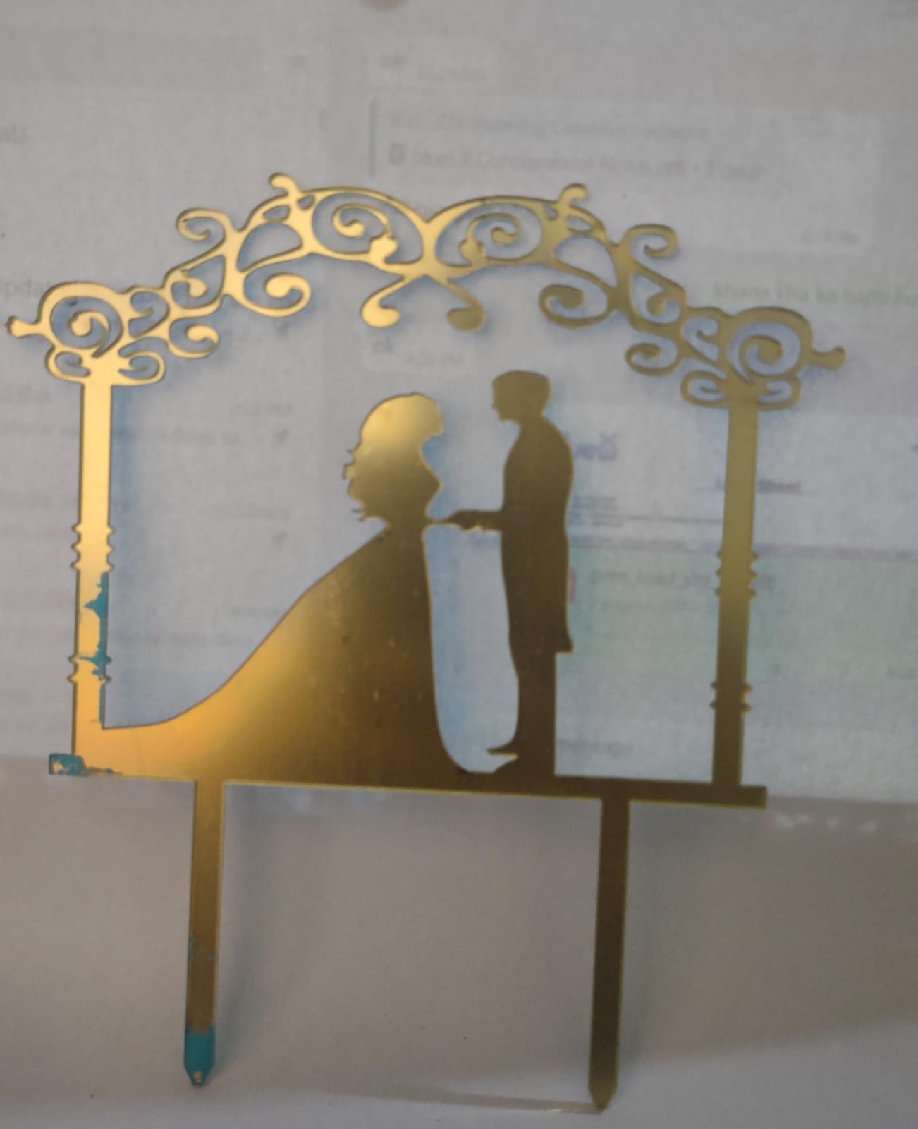 Acrylic Golden Frame Couple Cake topper