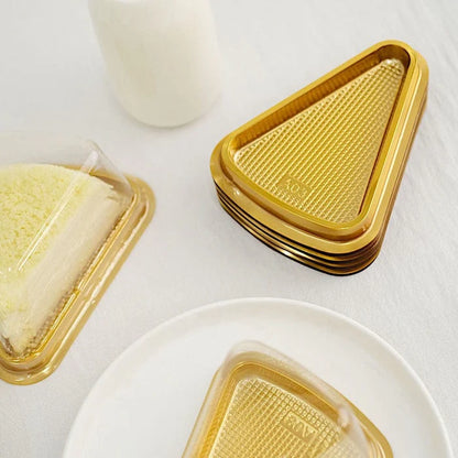 Golden Disposable Triangle Serving Cake Slice Box 10pc Pack