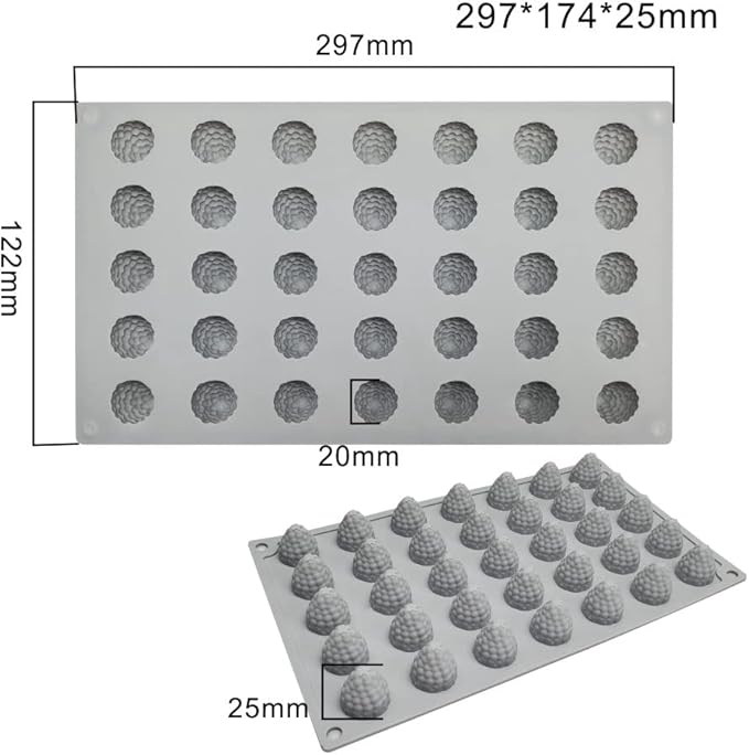 Commercial Silicon 35 Cavity 3D Raspberry Chocolate Mold