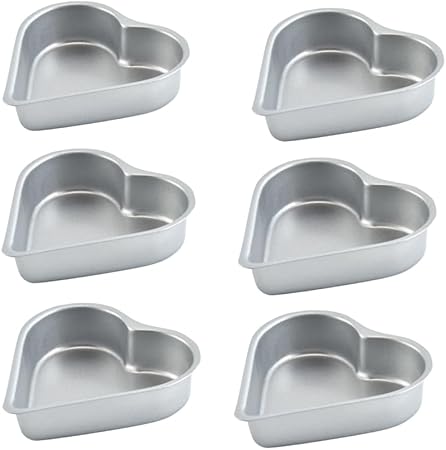 Aluminum Mini Heart Cake Pan 6pcs Size 3 × 3