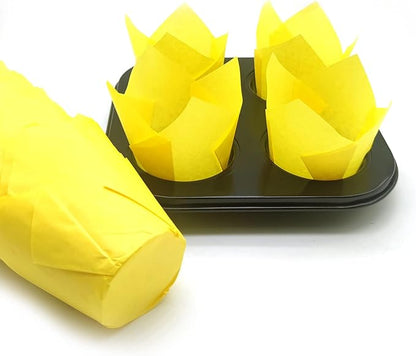Yellow Tulip Muffin Liners 200Pcs Pack 16x16cm