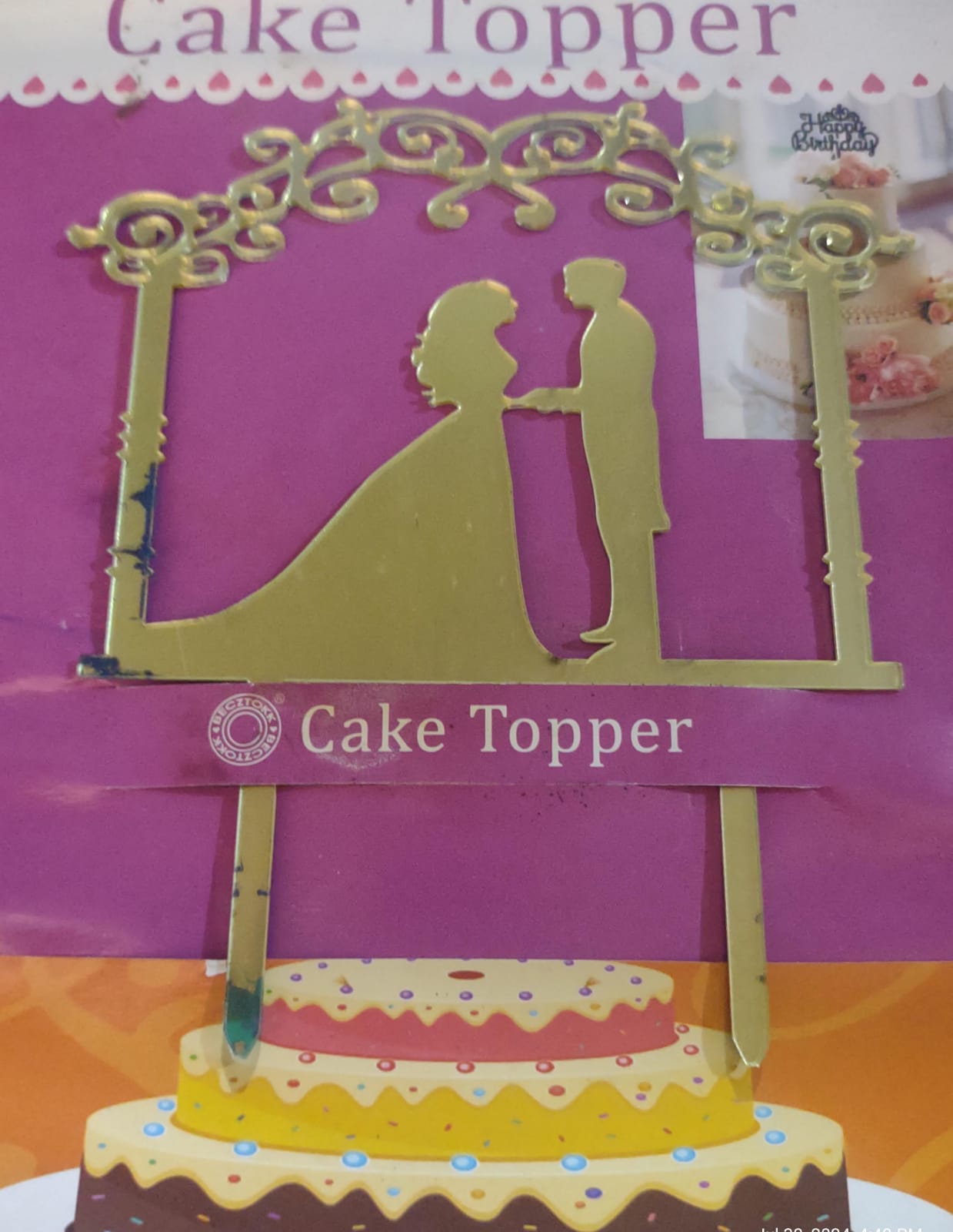 Acrylic Golden Frame Couple Cake topper