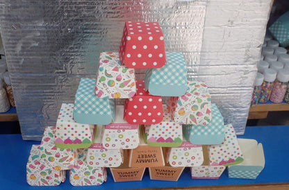 Square Paper Cups Bake Proof 100pc pack Random Design