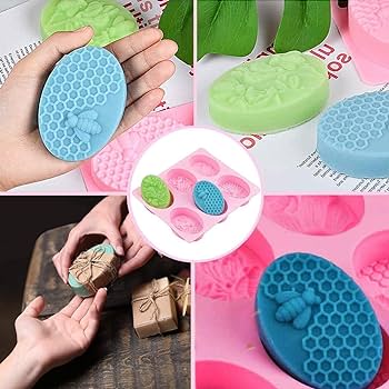 Silicone Honey Bee Oval Soap Mold 6 Cavity