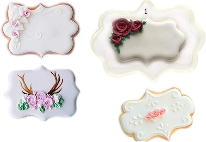 Vintage Plaque Cookie Frame Cutter 4pcs Set