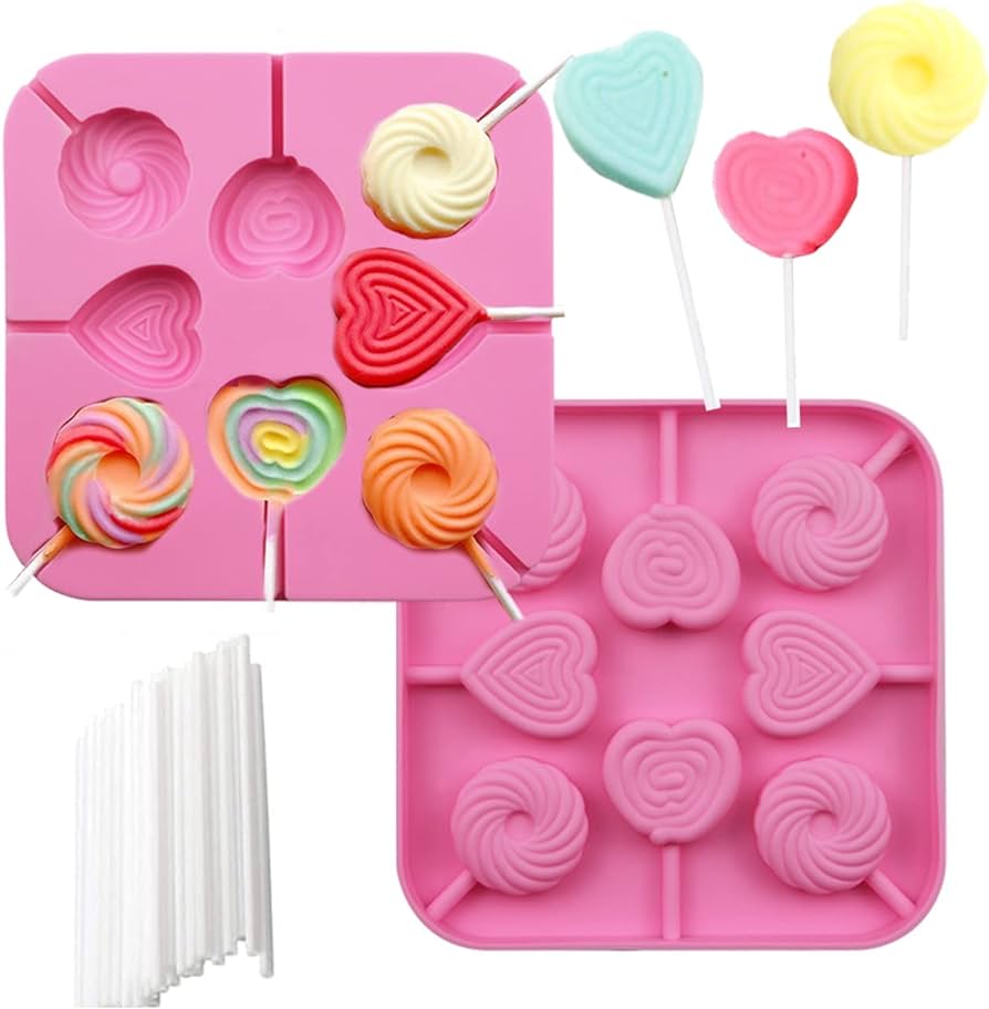 SILICON 3D HEART ROUND LOLLIPOP CANDY MOLD