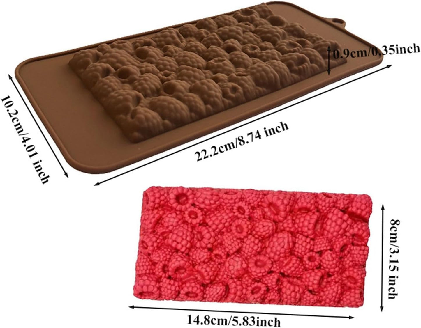Silicon 3D Raspberry Chocolate Bar Mold